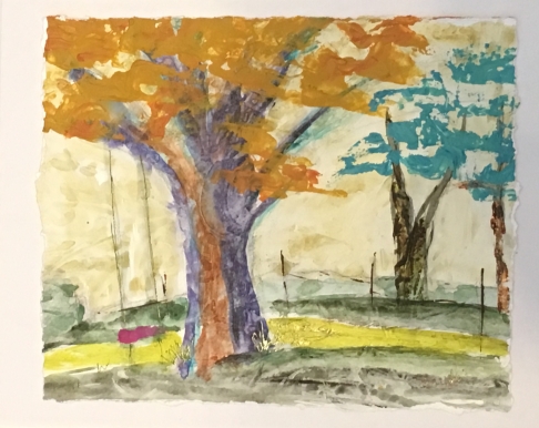Louisiana Countryside 4 by Daya Naef | Acrylic, pencil on paper and mat board Louisiana Countryside 4